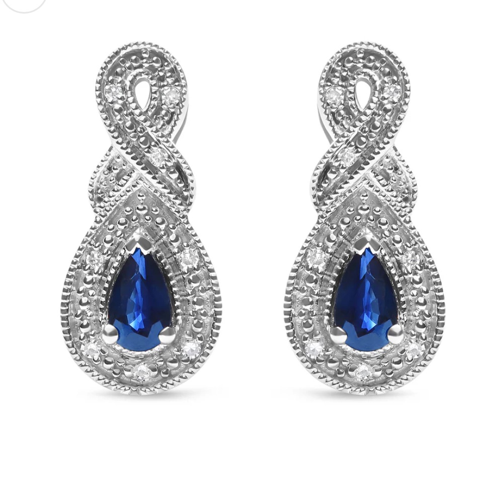 Haus Of Brilliance Sterling Silver Sapphire & Diamond Earrings